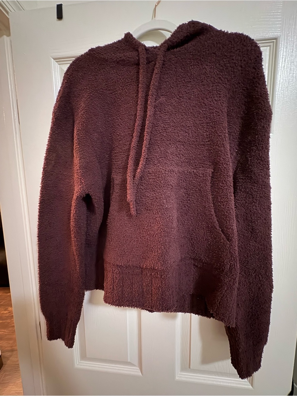 Nike Plush Hooded Pullover in Deep Maroon